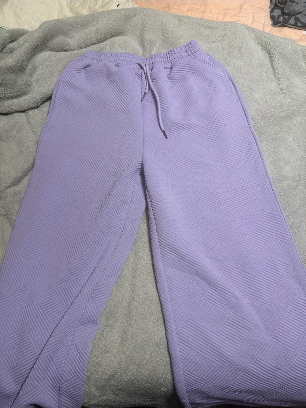 Lavender Quilted Drawstring Jogger Pants